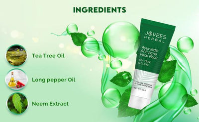 Jovees Herbal Tea Tree & Clove Anti Acne Pack | For Oily, Sensitive and Acne Prone skin 120g