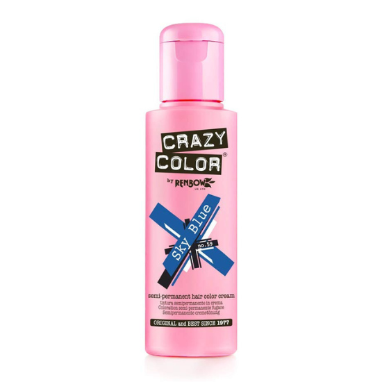 Crazy Color Semi Permanent Hair Colour (Sky Blue 59) 100 ml