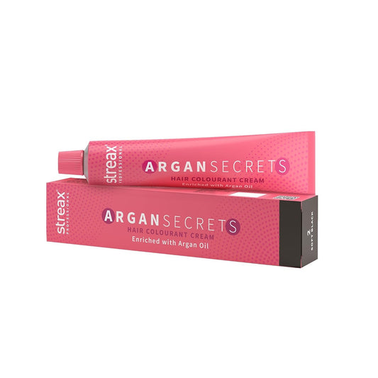 Streax Professional Argan Secrets Permanent Hair Colourant Cream - Soft Black 2 (Enriched with Argan Oil) 60 gm
