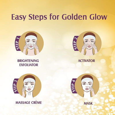 Lotus Herbals Radiant Gold Facial Kit For Instant Glow With 24K Pure Gold & Papaya,4 Easy Steps, (Multiple Use)170g (Pack of 1)