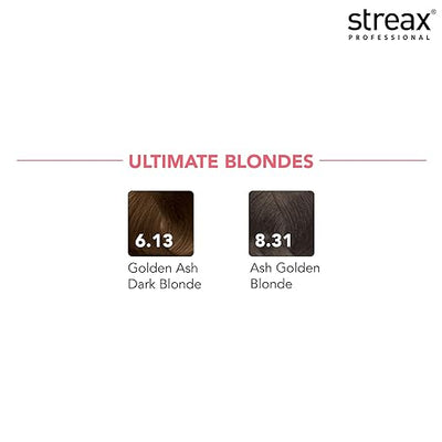 Streax Professional Argan Secrets Permanent Hair Colourant Cream - Golden Ash Dark Blonde 6.13 (Enriched with Argan Oil) For All hair types, 60 gm