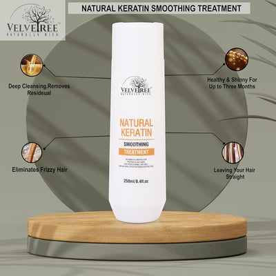 Velvetree Men & Women Natural Keratin Smoothing Treatment For Frizzy Damaged All Type Hair - 250ml