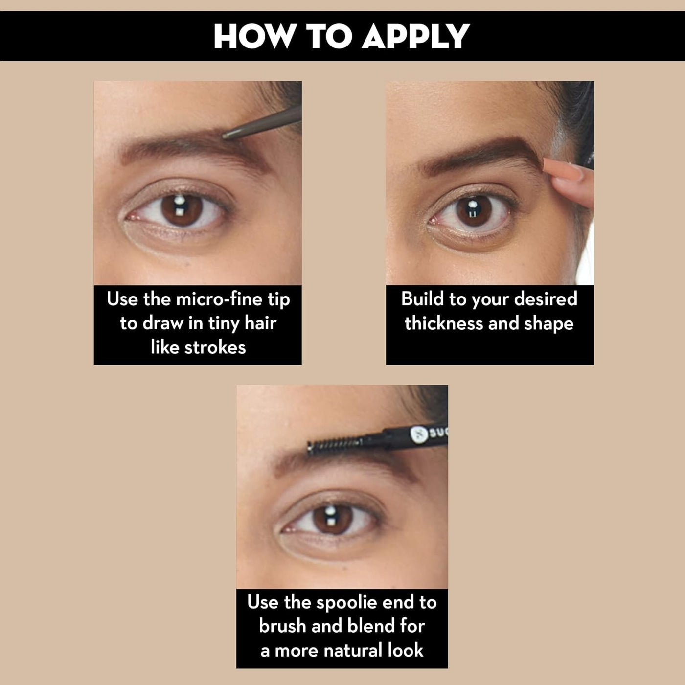SUGAR Cosmetics Arch Arrival Brow Definer (02 Taupe Tom, 03 Woody Scooby, 04 Felix Onyx)