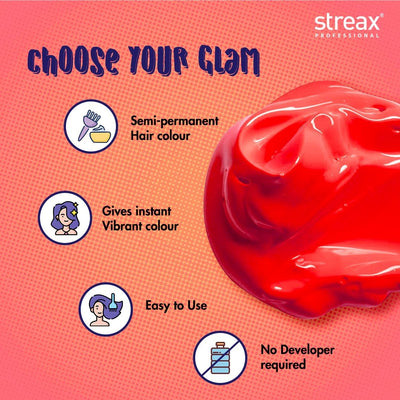 Streax Professional Hold & Play Funky Colours, Hair Color, 100g - Flirty Red
