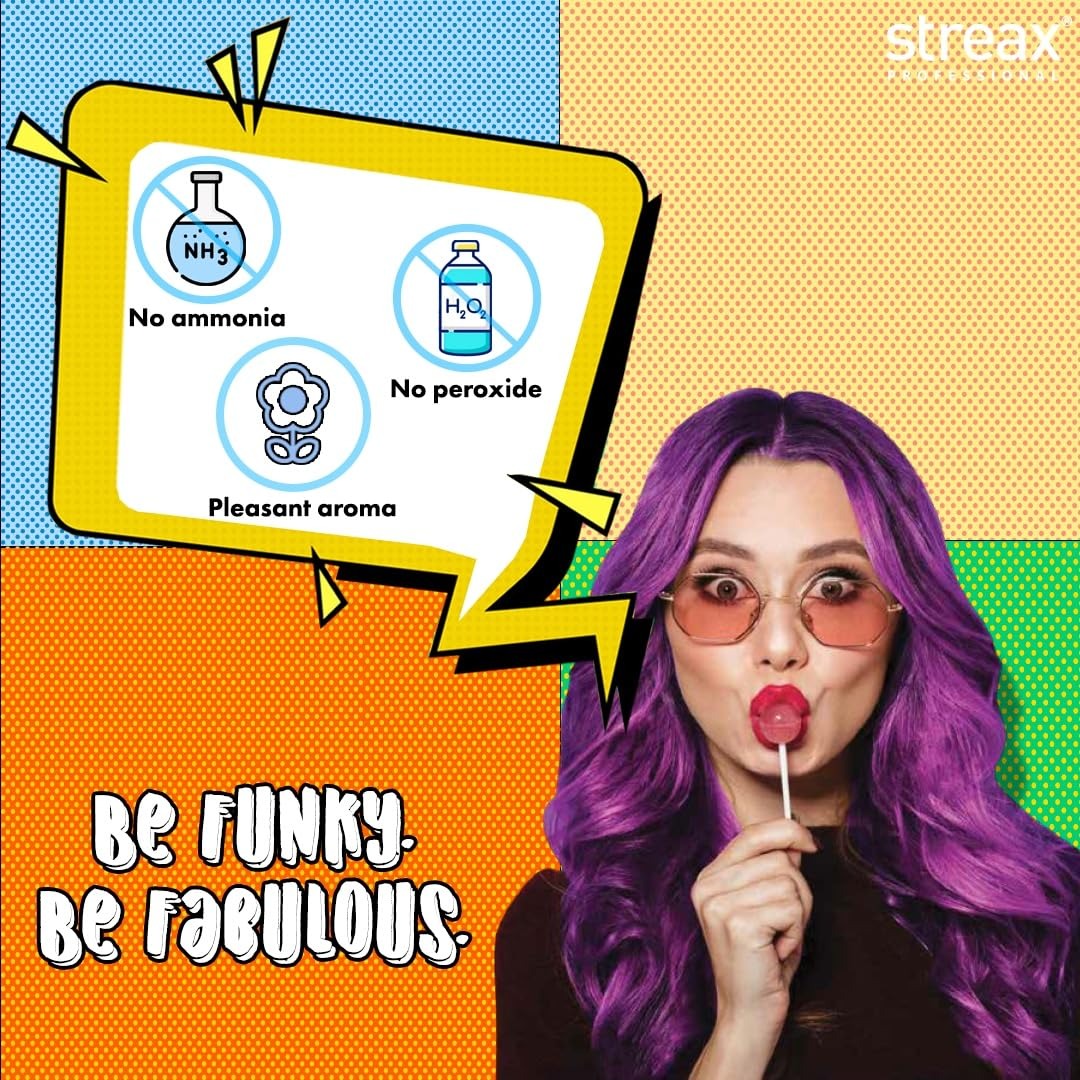 Streax Professional Hold & Play Funky Colours, Hair Color, 100g - Flirty Red