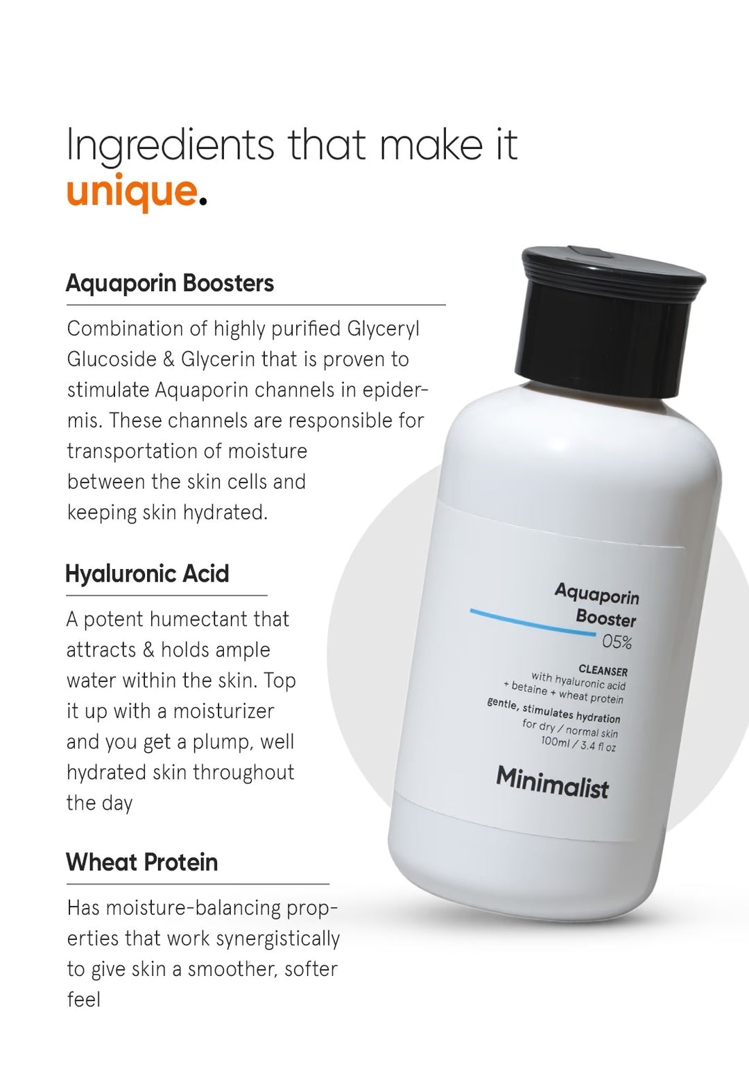 Minimalist 5% Aquaporin Booster Gesichtsreiniger – Mit Hyaluronsäure, Sulfatfrei Für Trockene Haut