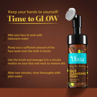 Olivia Daily Skin Boosting Face Cleansing Foam with Coffee Extract & Olive Oil