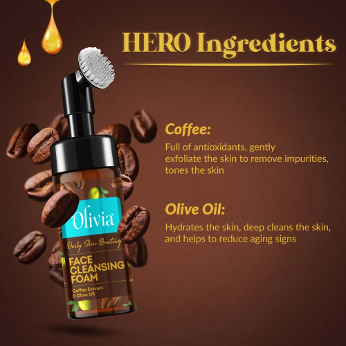 Olivia Daily Skin Boosting Face Cleansing Foam with Coffee Extract & Olive Oil