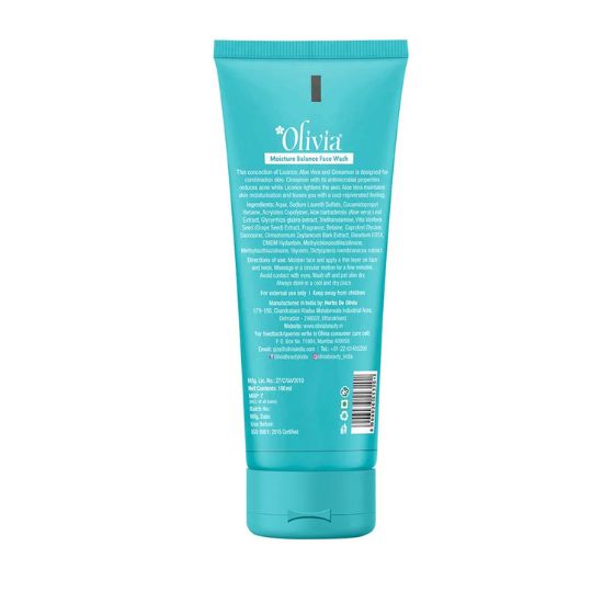 Olivia Moisture Balance Face Wash with Aloe Vera Licorice and Cinnamon Extracts