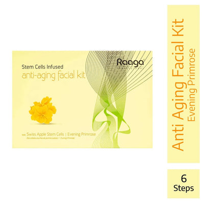 Raaga Professional Anti-Aging Stem Cells Facial Kit – 6 Step Complete Skincare with Evening Primrose & Swiss Apple Stem Cells | Restores Youthful Radiance – 61 gm
