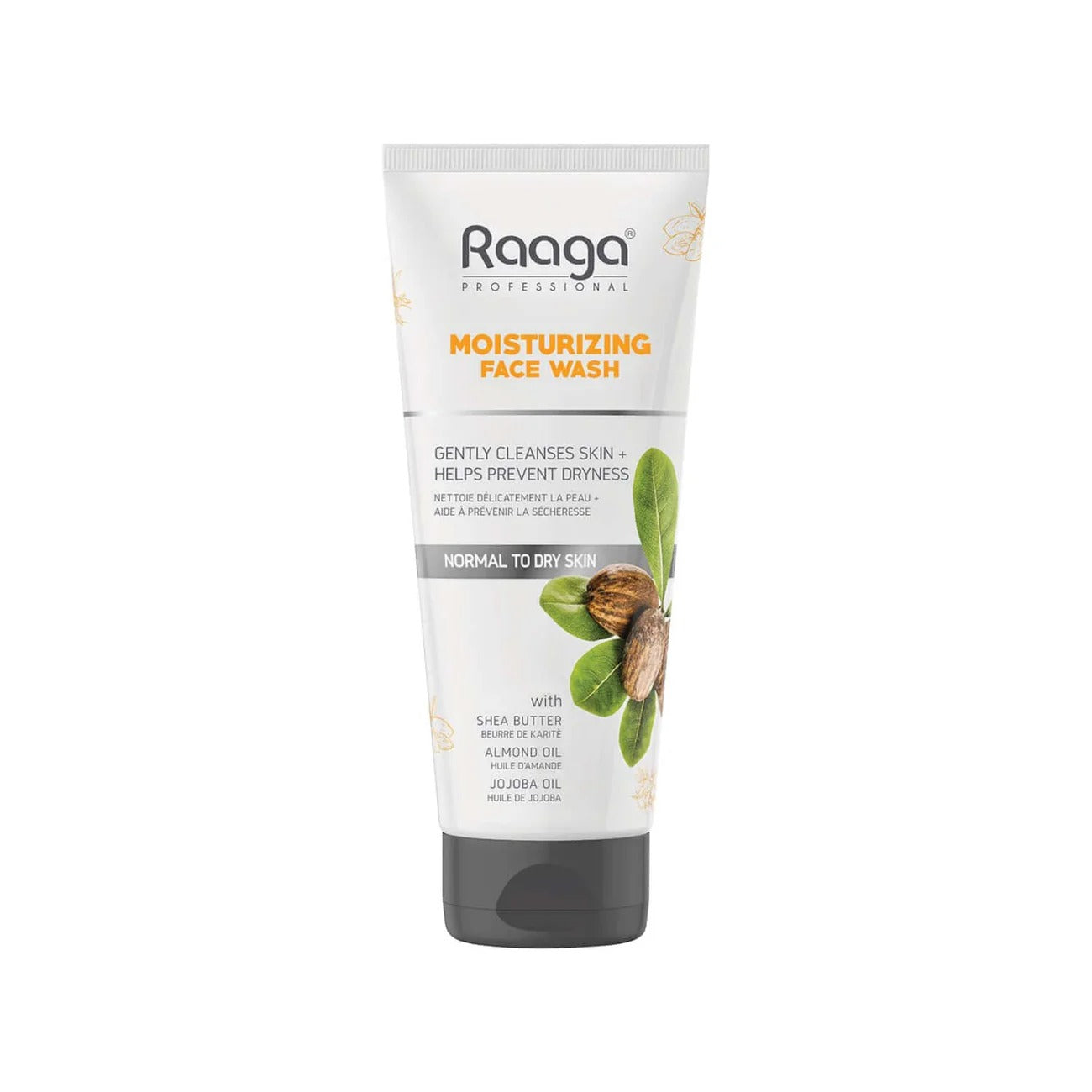 Raaga Professional Moisturizing Face Wash with Shea Butter, Almond Oil & Jojoba Oil – For Normal to Dry Skin | Gently Cleanses & Prevents Dryness – 80 ml