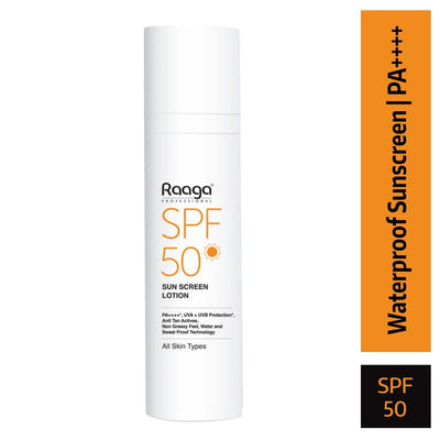 Raaga Professional SPF 50 Sunscreen Lotion | PA++++ | UVA + UVB Protection | Anti-Tan | Non-Greasy | Water & Sweat Proof | For All Skin Types – 55 ml