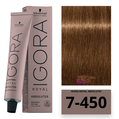 Schwarzkopf Igora Royal Absolutes Hair Color (7-450 Medium Blonde Beige Gold) 60ml